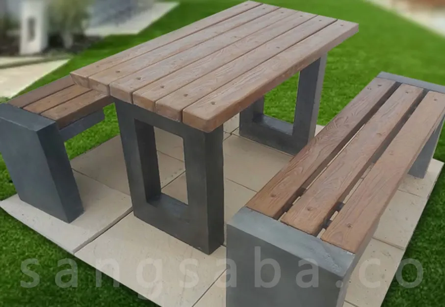 خرید میز و صندلی سیمانی طرح چوب